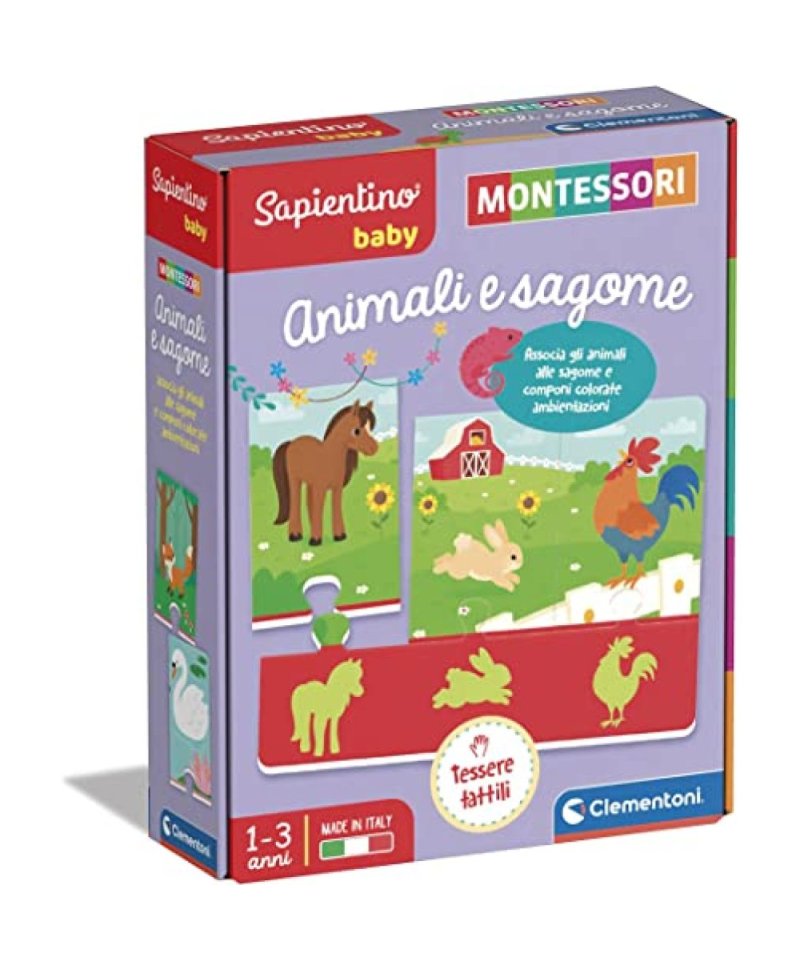 SAPIENTINO BABY ANIMALI E SAGOME Clemontoni Montessori 1-3 anni