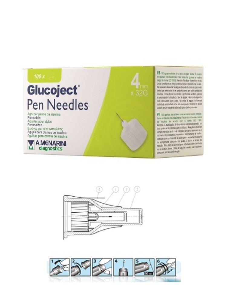 GLUCOJECT PEN NEEDLES 4MM G32