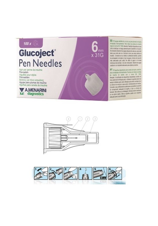 GLUCOJECT PEN NEEDLES 6MM G31