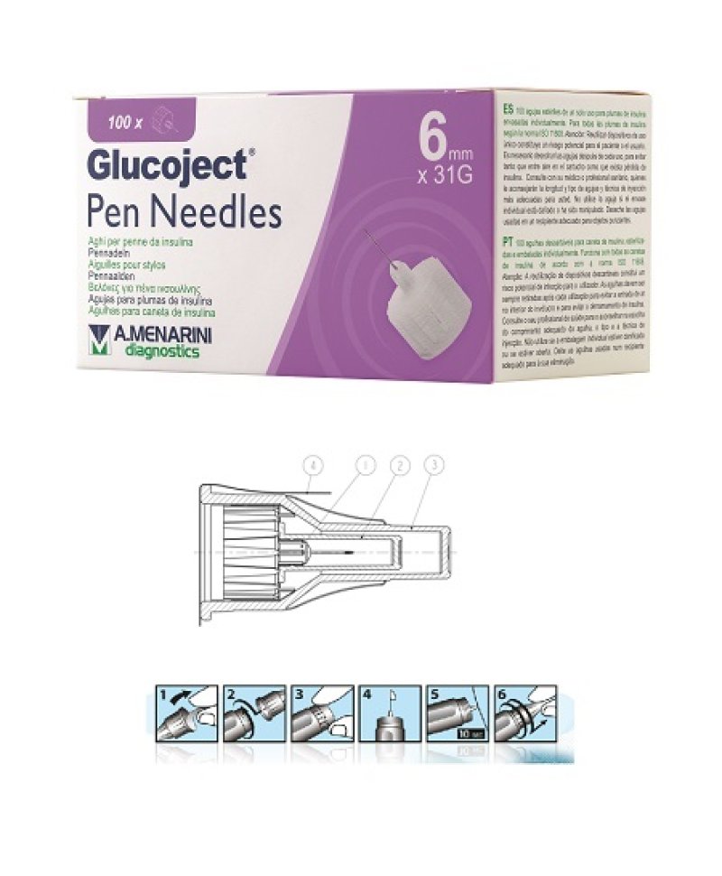 GLUCOJECT PEN NEEDLES 6MM G31