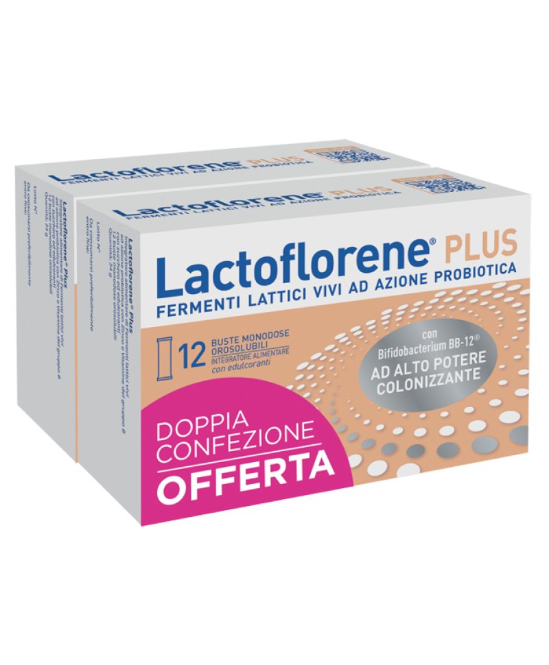 LACTOFLORENE PLUS 12 stick orosolubili BIPACCO - CONFEZIONE DOPPIA fermenti lattici