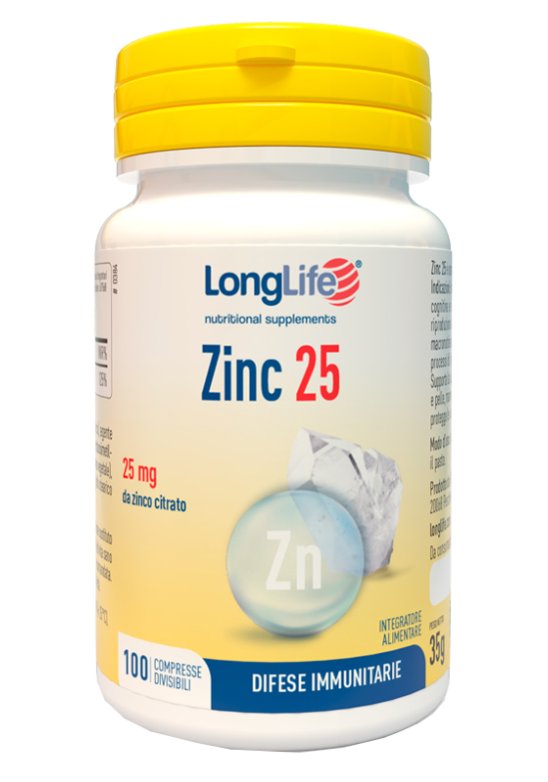 LONGLIFE ZINC 25MG 100 Compresse