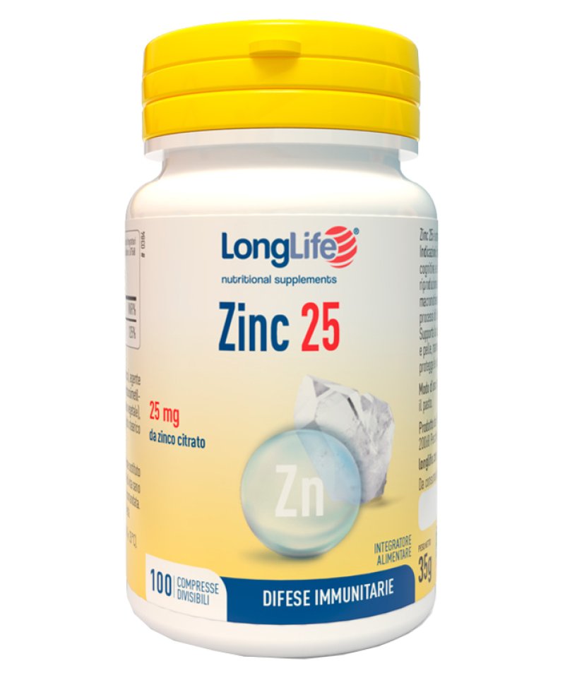 LONGLIFE ZINC 25MG 100 Compresse