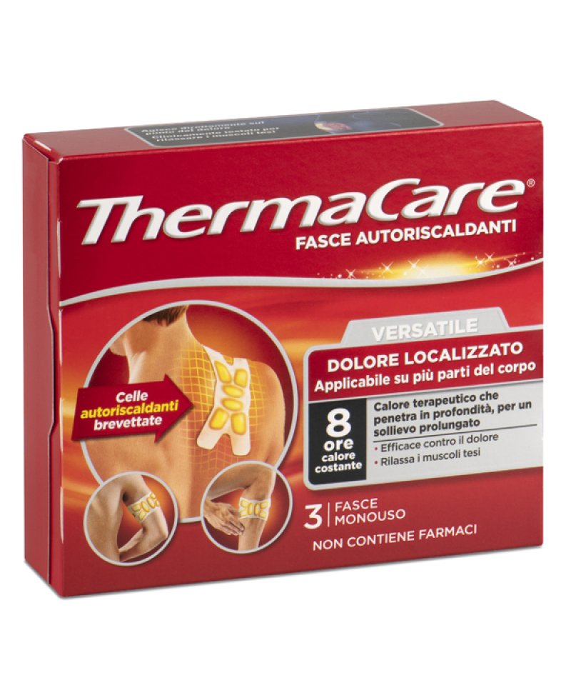 THERMACARE FASCIA AUTORISCALDANTE VERSATILE calore terapeutico 3 PEZZI