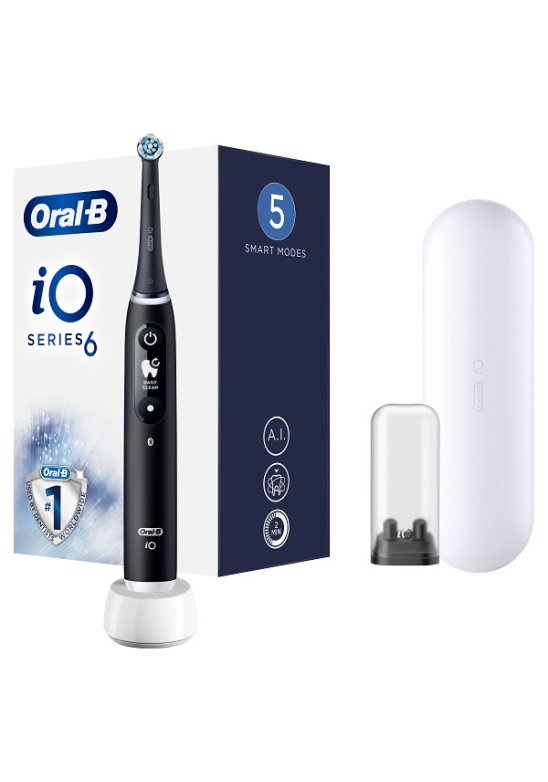 ORALB IO 6 BLACK SPAZZOLINO ELETTRICO NERO con 2 testine RICARICHE con custodia e meccanismo magnetico