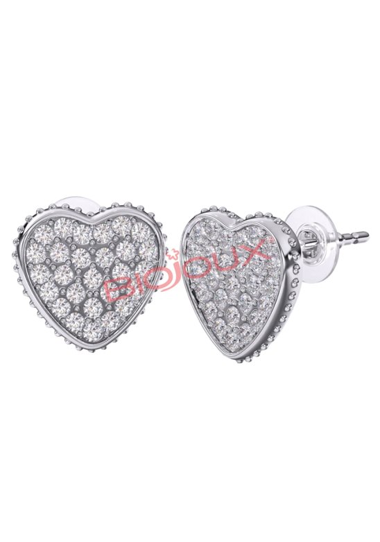 BJT256 ORECCHINI HEART PAVE SS