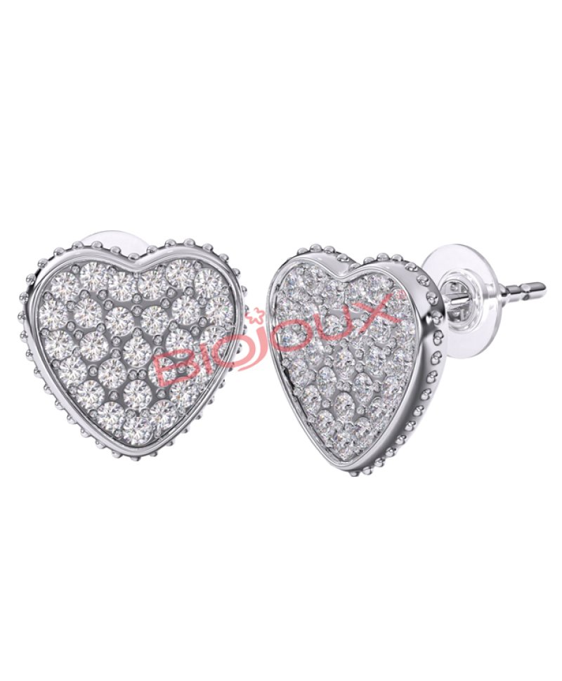 BJT256 ORECCHINI HEART PAVE SS