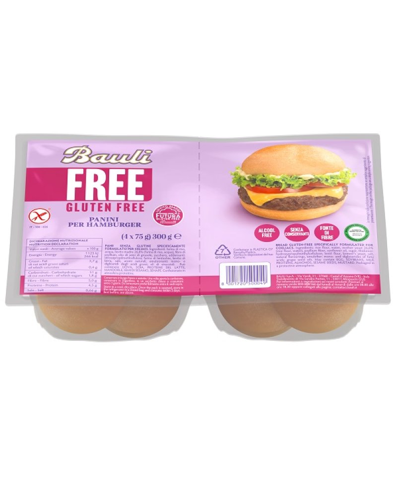 BAULI FREE PANINI HAMBURGER 4P BAULI FREE PANINI HAMBURGER 4P