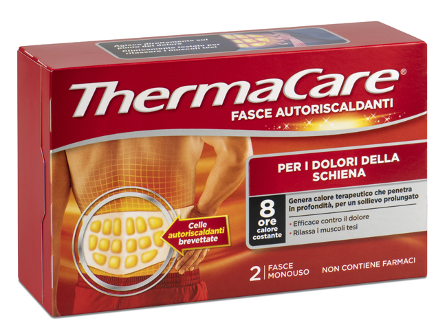 THERMACARE FASCIA AUTORISCALDANTE SCHIENA calore terapeutico 2 PEZZI