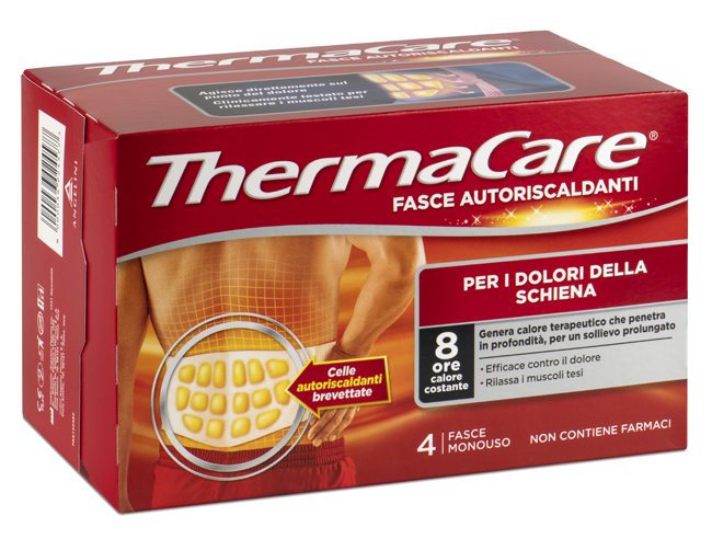 THERMACARE FASCIA autoriscaldante schiena CALORE TERAPEUTICO 4 PEZZI
