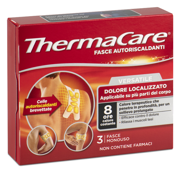 THERMACARE FASCIA AUTORISCALDANTE VERSATILE calore terapeutico 3 PEZZI