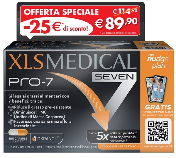 XLS MEDICAL PRO-7 180 Capsule Controllo del peso con OKRANOL